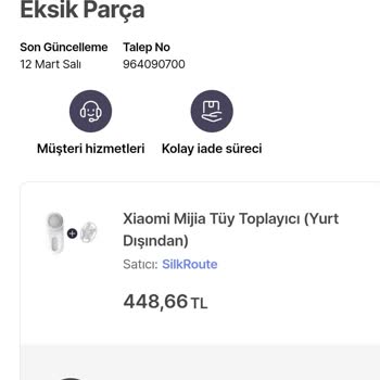 (Hepsiburada.com) Eksik Parça Tedarik Ve Temin Problemi Şikayeti!