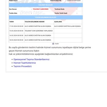 Aras Kargo Dağıtım Alanı Dışında Gerekçesiyle Teslimat Yapmıyor