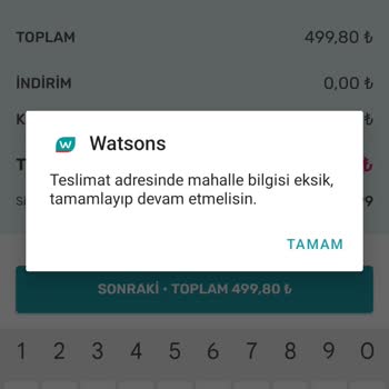 Watsons Alışveriş Yapamıyorum Herşeyinde Hata Veriyor
