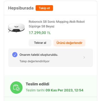 Hepsiburada Online Satış Platformundan Alınan Robot Süpürge Garanti İşlemleri Sorunu