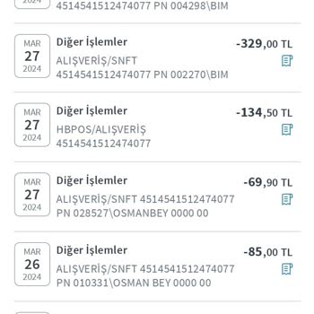 BİM Alışverişi Sonrası İki Defa Çekim Yapılması.