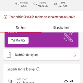 Vodafone Taahhüt Bitimi Fahiş Fiyat Teklifi