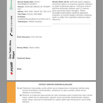 Arçelik Kurutma Makinesi 4 Kez Servise Gitti