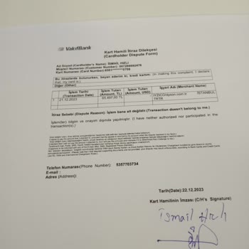 VakıfBank Harcama İtirazı Bilgim Dışında Alışveriş Gerçekleştirilmiştir