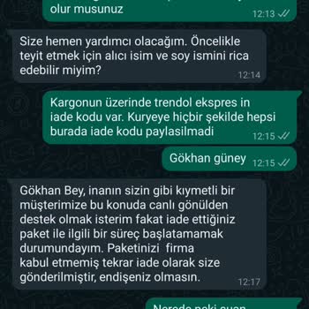 Hepsiburada İade Ürün Yerine Yanlış Verdiğim Paketi Geri Göndermiyor.