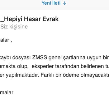 Hepiyi Sigorta Değer Kaybı Hasardan Düşük Yatırması