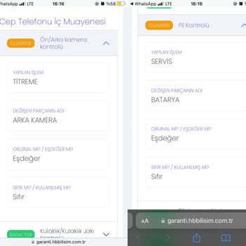 Teknosa Yenilenmiş Telefonda Yan Sanayi Parçalar (eş Değer) :)