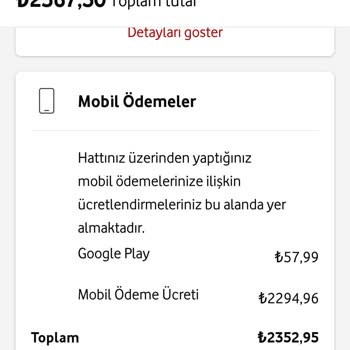 Vodafone Gelen Fatura Ücreti