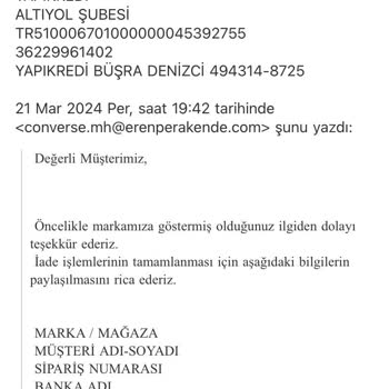 Converse İnternet Mağazasından İade Sürecinde Yaşanan Sorunlar
