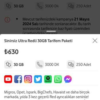Vodafone Yüksek Fiyatlı Tarife