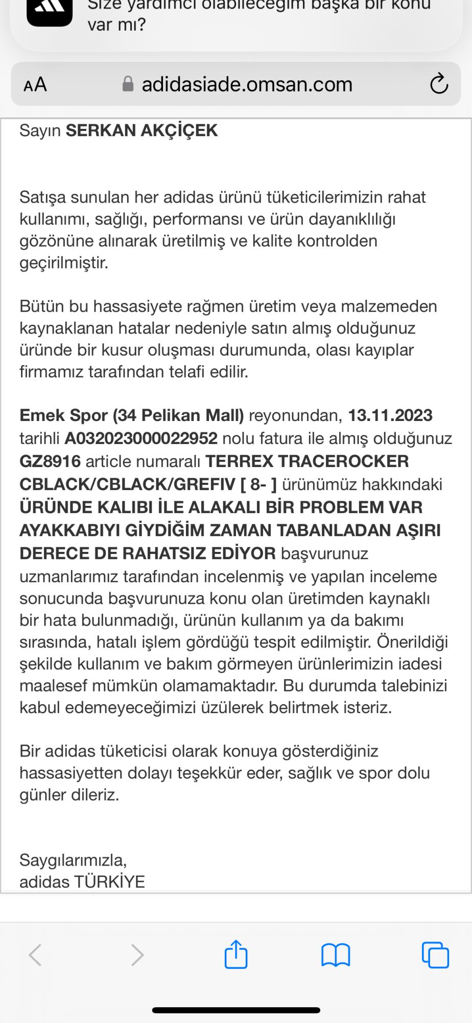 Adidas Warranty Claim Denied Xolvie