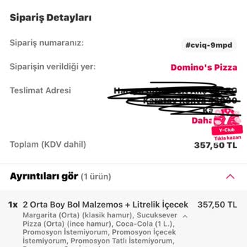 Domino's Pizza Margarita Değil Hamur Ekmek