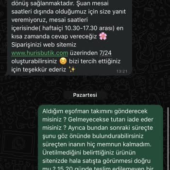 Huriş Butik Ürünüm 18 Gündür Teslim Edilmedi, Yanıt Alamıyorum