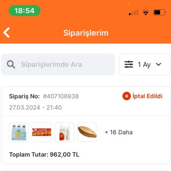 Migros Sanal Market Sipariş İptalleri