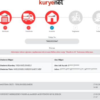 Kuryenet Yapı Kredi Kredi Kartı Teslimatı Yapılamıyor