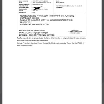 Perfect CV (perfect-cv.com) Yetkisiz Çekim Ve İade Talebi