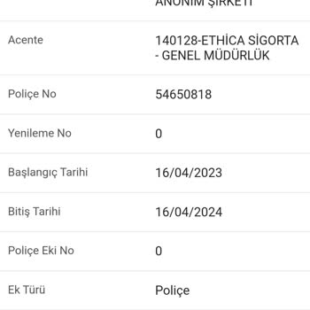 Ethica Sigortayı İptal Etmesine Rağmen Kalan Günleri Ödemiyor...