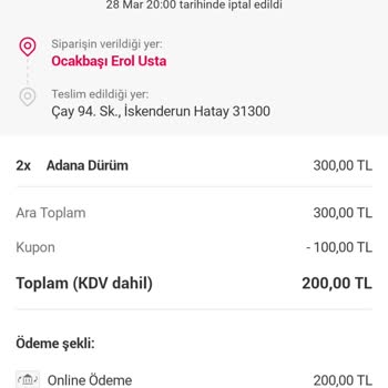 Yemek Sepeti Kusurlu Hizmet