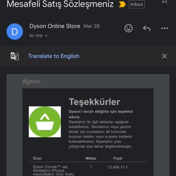 Dyson Sipariş Ekranı Hatası!