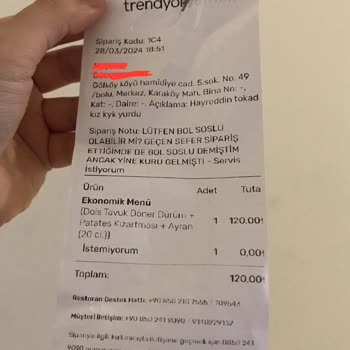 Dois Döner Bolu Aktivite Merkezi Restoran Şikayeti