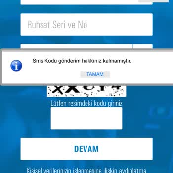 TÜVTÜRK Muayene Alamıyorum SMS Hakkı Doldu Diyor