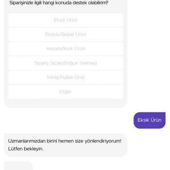 Getir Eksik Ürün Sorunu