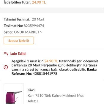 Trendyol Express Trendyol'un Sorumsuzluğu Ve Gelmeyip Kendiliğinden İade Edilen Kargo
