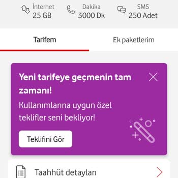 Vodafone Geçerli Tarife İle Faturaya Yansıyan Tarifedeki Farklılık