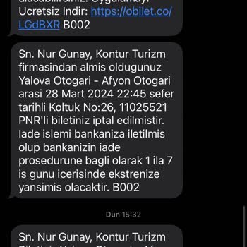 Obilet Paramı İade Etmedi