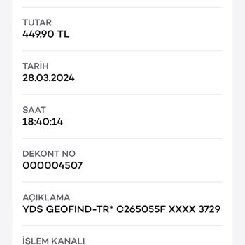 YDS Geofind-tr Onaysız Ücret Kesimi