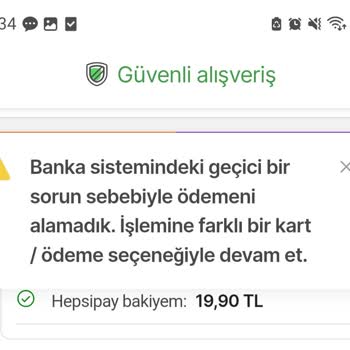 Hepsiburada Troy Kartla Alışveriş Yapamıyorum