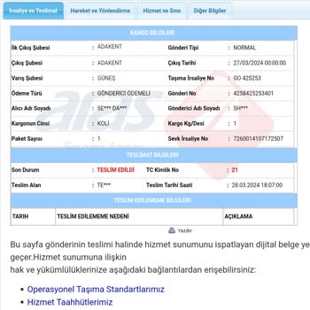 Aras Kargo Ürünüm Teslim Edildi Yazıyor Ama Benim Elime Gelmedi