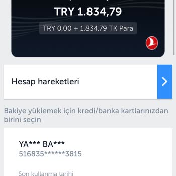 THY TK Cüzdanındaki Paramın İadesini İstiyorum
