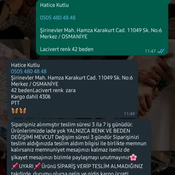 Moda_arife (instagram) Sipariş İptalinde Yaşanan Sorunlar Ve İletişim Sıkıntısı