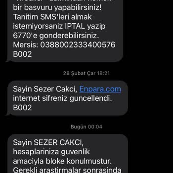 Enpara Anlamsız Hesap Blokesi