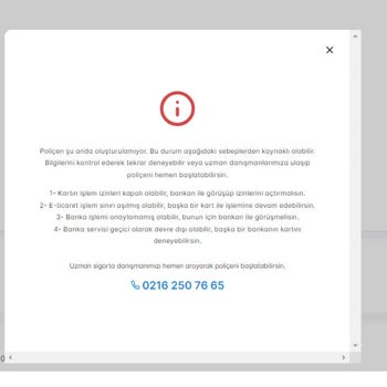 Sigortam.net Poliçe Alamıyorum Hata Veriyor.