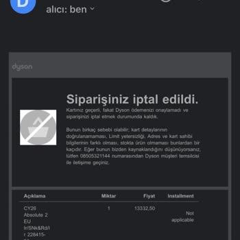 Dyson Sipariş İptal Yalanı