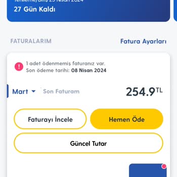 Turkcell Fazla Fatura Tutarı