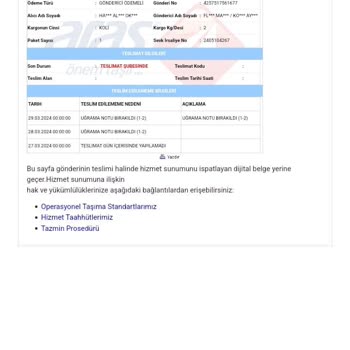 Aras Kargo'nun Teslimat Yapamaması
