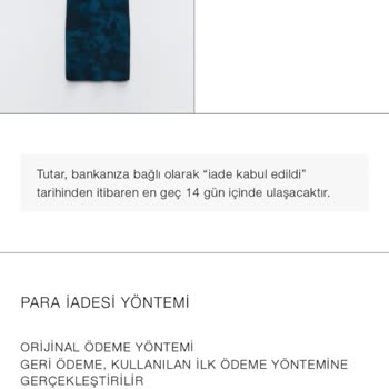 Zara Para İadesi Yapılmıyor
