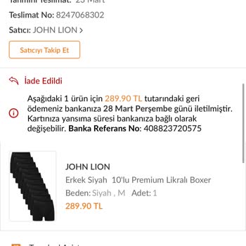 Trendyol 10 Gün Boyunca Gelmeyen Kargonun Bilgi Dahi Verilmeden İptal Edilmesi.