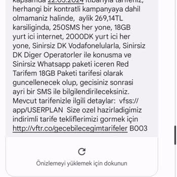 Vodafone Tarife Onaysız Değişikliği