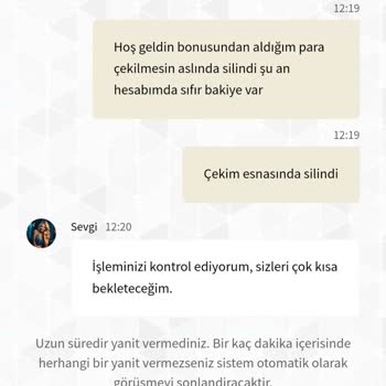 Casinovans Hesabımda Ki Parayı Sildi Çekimimi İptal Etti.