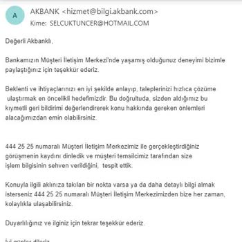 Akbank SWIFT Masraf İadesi