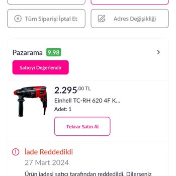 Pazarama Pazar Ama Müşteriye Tanınmış Cayma Hakkı Ve Kanuni Kurallara Uymuyor.