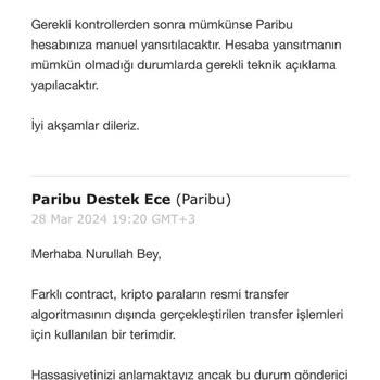Paribu Transfer Hizmeti Beceriksizliği