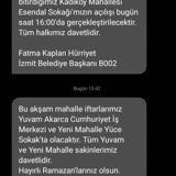 İzmit Belediyesi Kocaeli Belediyesinden Sürekli Mesaj Gelmesi Hakkında