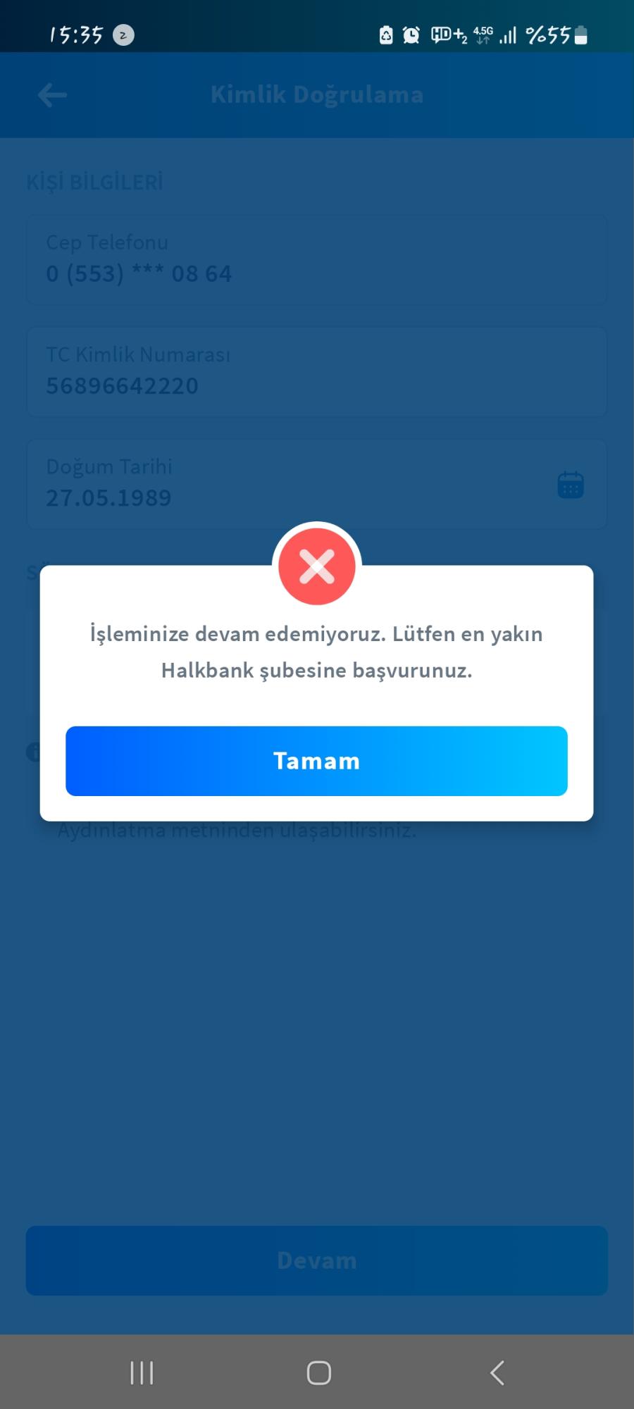 Halkbank Mobil Müşterisi Olamıyorum - Şikayetvar