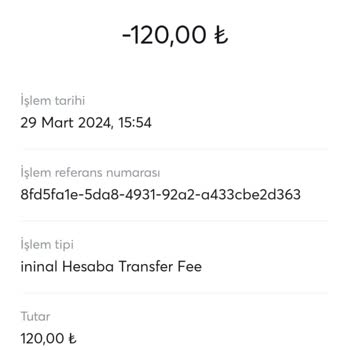 İninal Kart Uygulama İçi Fahiş Transfer Bedeli İşlem Ücreti