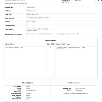 Vaillant Bakım/On. Kayıt Hatası, Fazla Ücr. Ve Müşteri Hiz. Yanlış Tutumu Hak.